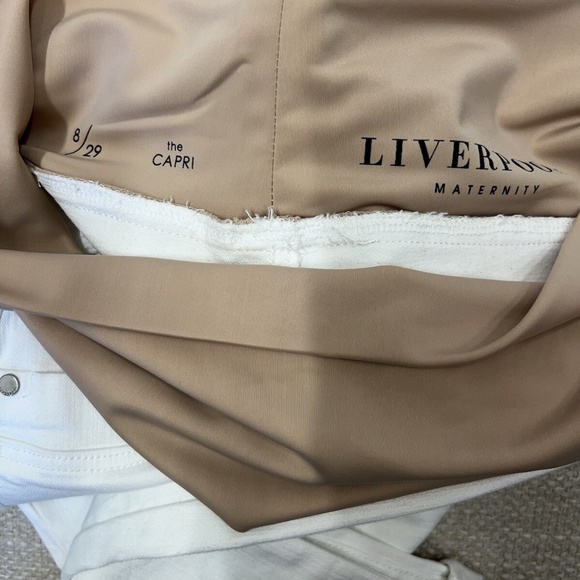 Liverpool Maternity Jeans 8 White Crop Over Belly Straight Rolled Leg Stretch - Picture 12 of 16
